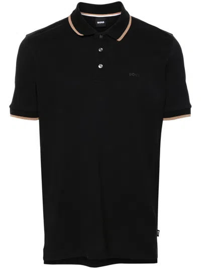 Hugo Boss Contrast Trim Parlay Polo Shirt In Black