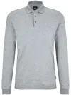 Hugo Boss Organic-cotton Polo Shirt With Embroidered Logo In Grey