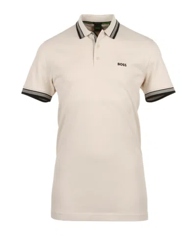 Hugo Boss Logo-embroidered Cotton Polo Shirt In Nude