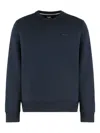 Hugo Boss Logo-embroidered Cotton Sweatshirt In Blue