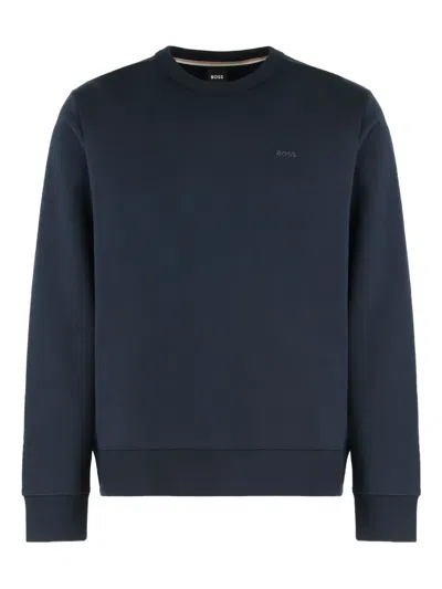 HUGO BOSS LOGO-EMBROIDERED COTTON SWEATSHIRT