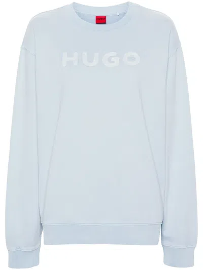 Hugo Boss Logo-embroidered Cotton Sweatshirt In Blue
