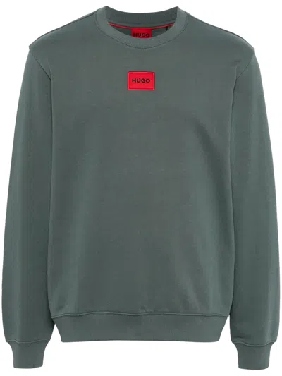 Hugo Boss Logo-embroidered Cotton Sweatshirt In Green
