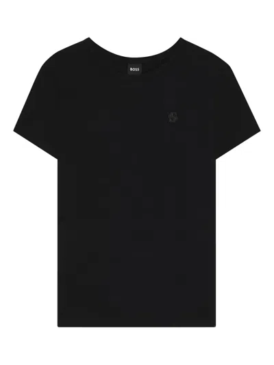 Hugo Boss Logo-embroidered Cotton T-shirt In Black