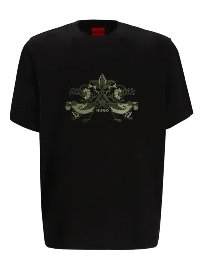 Hugo Boss Embroidered-artwork T-shirt In Cotton Jersey In Multi