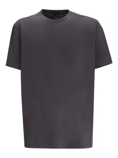 Hugo Boss Logo-embroidered Cotton T-shirt In Blue