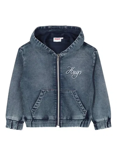 Hugo Boss Kids' Logo-embroidered Denim Jacket In Blue