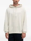 Hugo Boss Logo-embroidered Drawstring Hoodie In Neutral