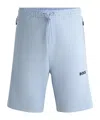 Hugo Boss Waffle-structured Pajama Shorts With Embroidered Logo In Blue