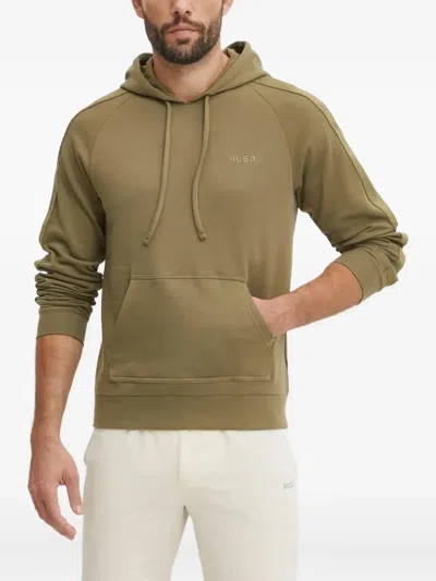 Hugo Boss Logo-embroidered Hoodie In Green