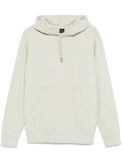 Hugo Boss Logo-embroidered Hoodie In Grey