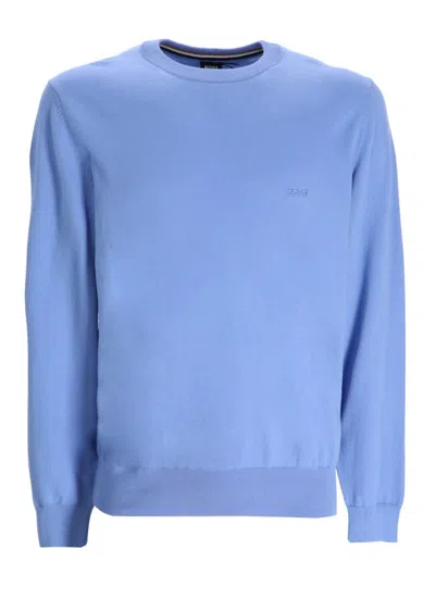 Hugo Boss Logo-embroidered Jumper In Blue