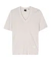 Hugo Boss Logo-embroidered Linen T-shirt In White