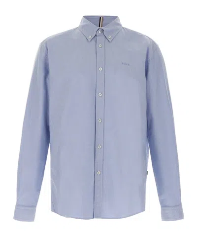 HUGO BOSS LOGO-EMBROIDERED LONG-SLEEVED SHIRT