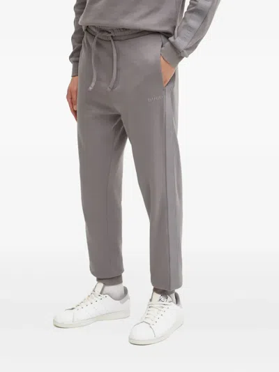 Hugo Boss Logo-embroidered Pants In Gray