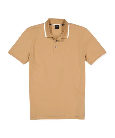 Hugo Boss Logo-embroidered Piqué Polo Shirt In Nude