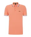 Hugo Boss Cotton Polo Shirt With Contrast Logo Details In Pink