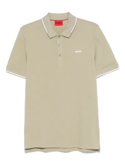 Hugo Boss Logo-embroidered Polo Shirt In Neutral