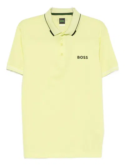 Hugo Boss Logo-embroidered Polo Shirt In Yellow