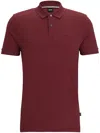 Hugo Boss Cotton Polo Shirt With Embroidered Logo In 红色