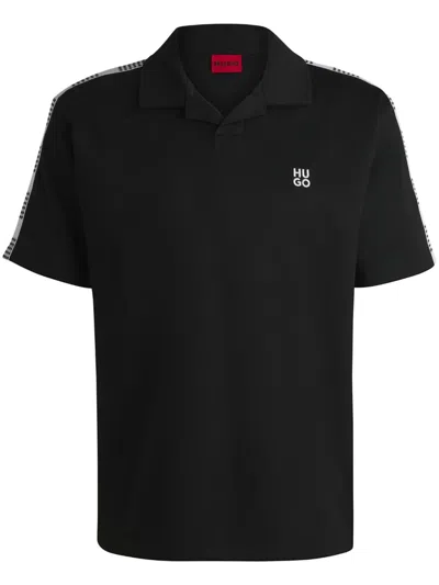 Hugo Boss Logo-embroidered Polo Shirt In Black