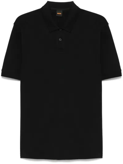 Hugo Boss Logo-embroidered Polo Shirt In Black