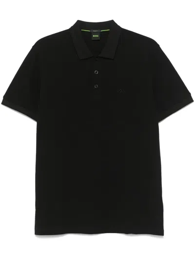 Hugo Boss Logo-embroidered Polo Shirt In Black