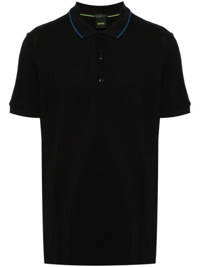 Hugo Boss Logo-embroidered Polo Shirt In Black