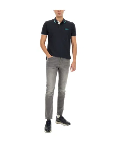 Hugo Boss Logo-embroidered Polo Shirt In Black