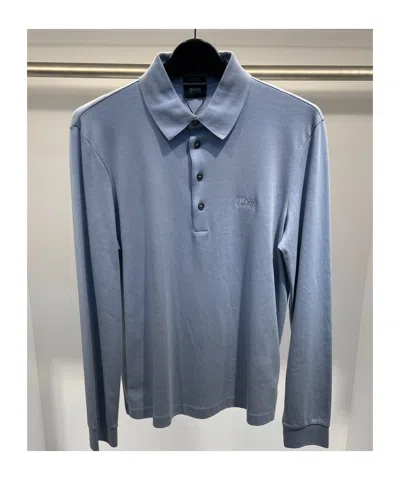 Hugo Boss Logo Embroidered Polo Shirt In Blue