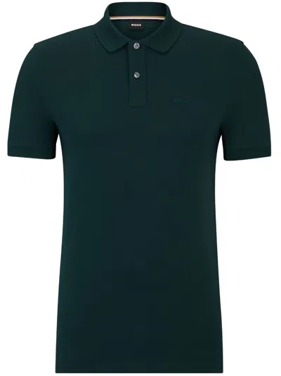 Hugo Boss Logo-embroidered Polo Shirt In Green
