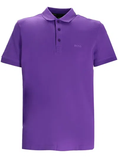 Hugo Boss Logo-embroidered Polo Shirt In Purple