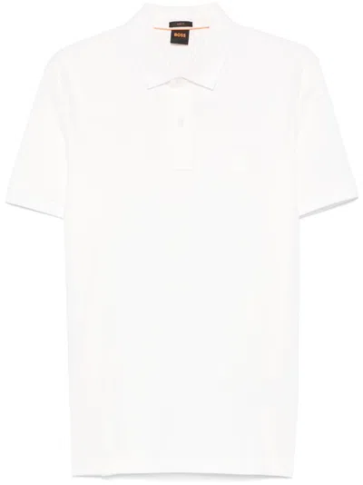 Hugo Boss Poloshirt Mit Logo-stickerei In Weiss