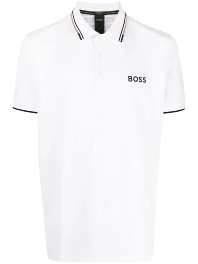 Hugo Boss Logo-embroidered Polo Shirt In White