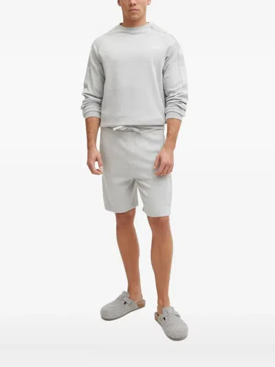 Hugo Boss Logo-embroidered Raglan-sleeve Sweatshirt In Gray