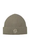 Hugo Boss Logo-embroidered Ribbed Beanie In Blue
