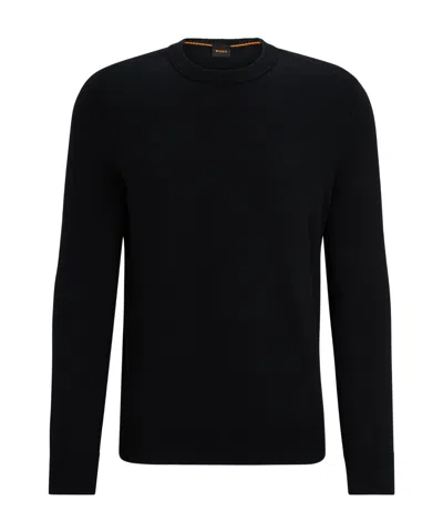 HUGO BOSS LOGO-EMBROIDERED RIBBED JUMPER