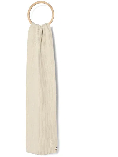 Hugo Boss Logo-embroidered Scarf In Neutrals