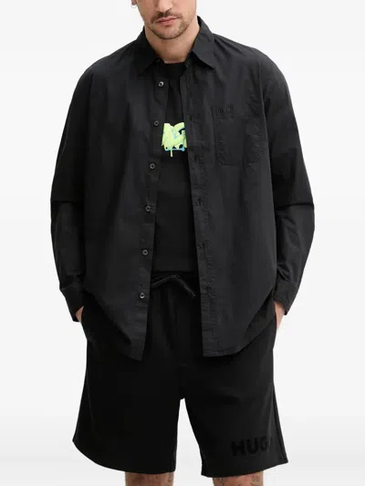 Hugo Boss Logo-embroidered Shirt In Black
