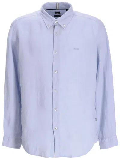 Hugo Boss Logo-embroidered Shirt In Blue