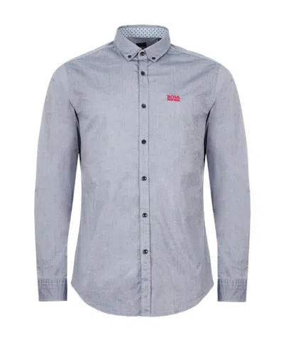 Hugo Boss Logo Embroidered Shirt In Gray