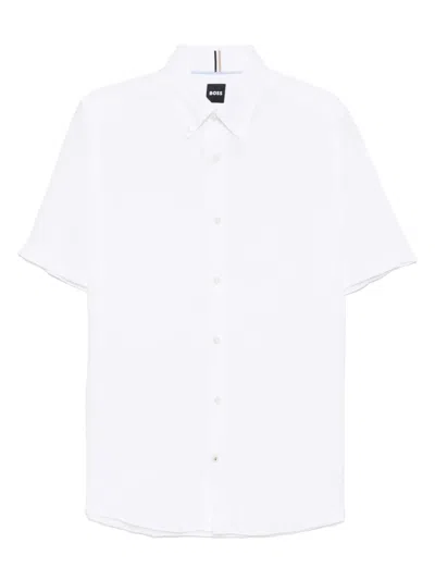 Hugo Boss Logo-embroidered Shirt In White