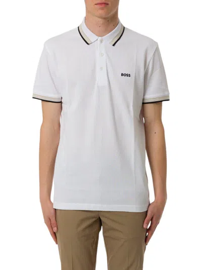 Hugo Boss Logo Embroidered Short-sleeved Polo Shirt In Gray