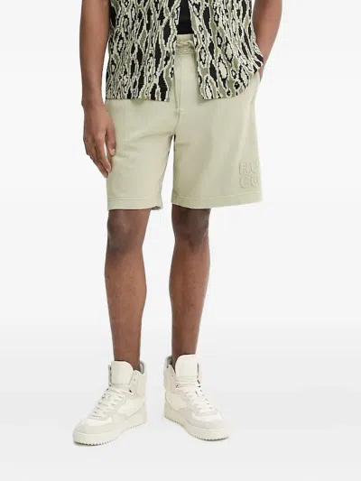 Hugo Boss Logo-embroidered Shorts In Neutral