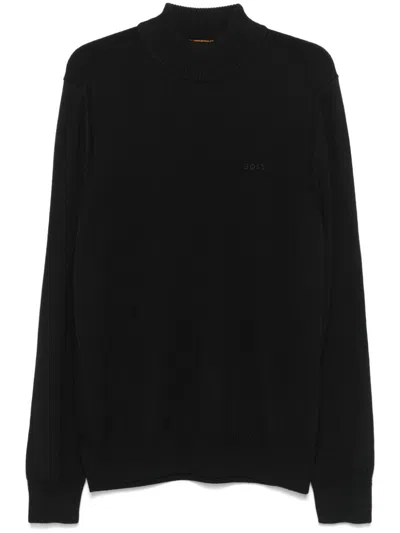Hugo Boss Logo-embroidered Sweater In Black