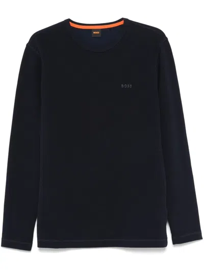 Hugo Boss Logo-embroidered Sweater In Blue