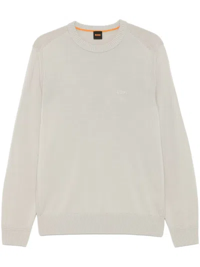 Hugo Boss Logo-embroidered Sweater In Beige