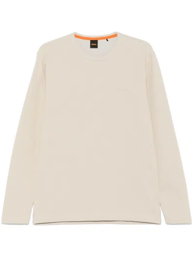 Hugo Boss Logo-embroidered Sweater In Neutrals