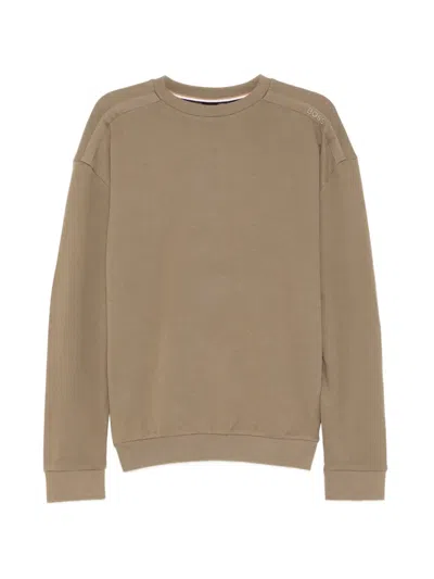 Hugo Boss Logo-embroidered Sweatshirt In Green