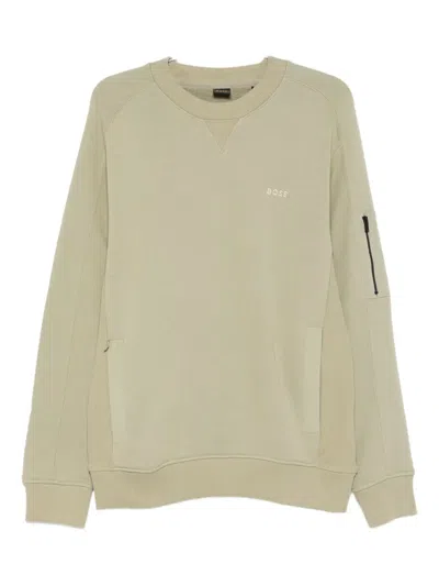 Hugo Boss Logo-embroidered Sweatshirt In Neutral